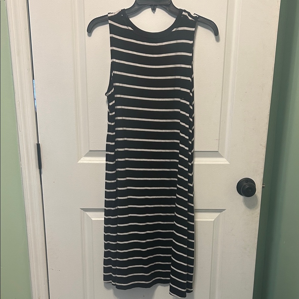Time and Tru Black and White Striped Midi Dress